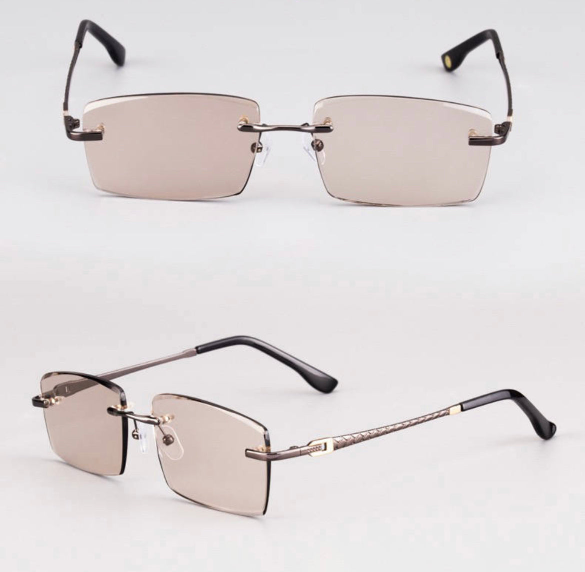 Light brown Crystal in gun Metal